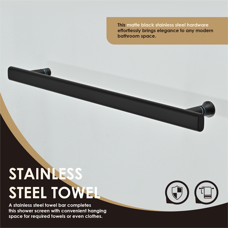 Alvise Frameless Hinged Tub Door with Clear Glass