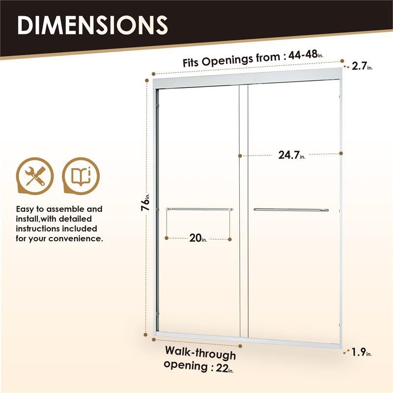 Ennis By Pass Framed Shower Door with Clear Glass