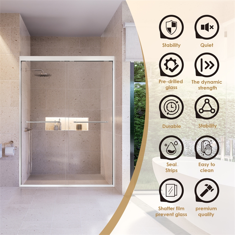 Ennis By Pass Framed Shower Door with Clear Glass