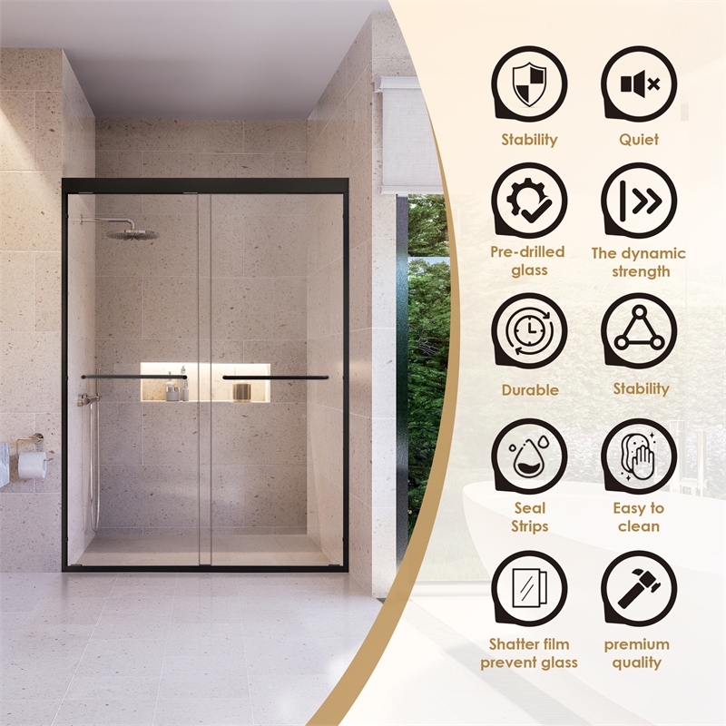 Ennis By Pass Framed Shower Door with Clear Glass