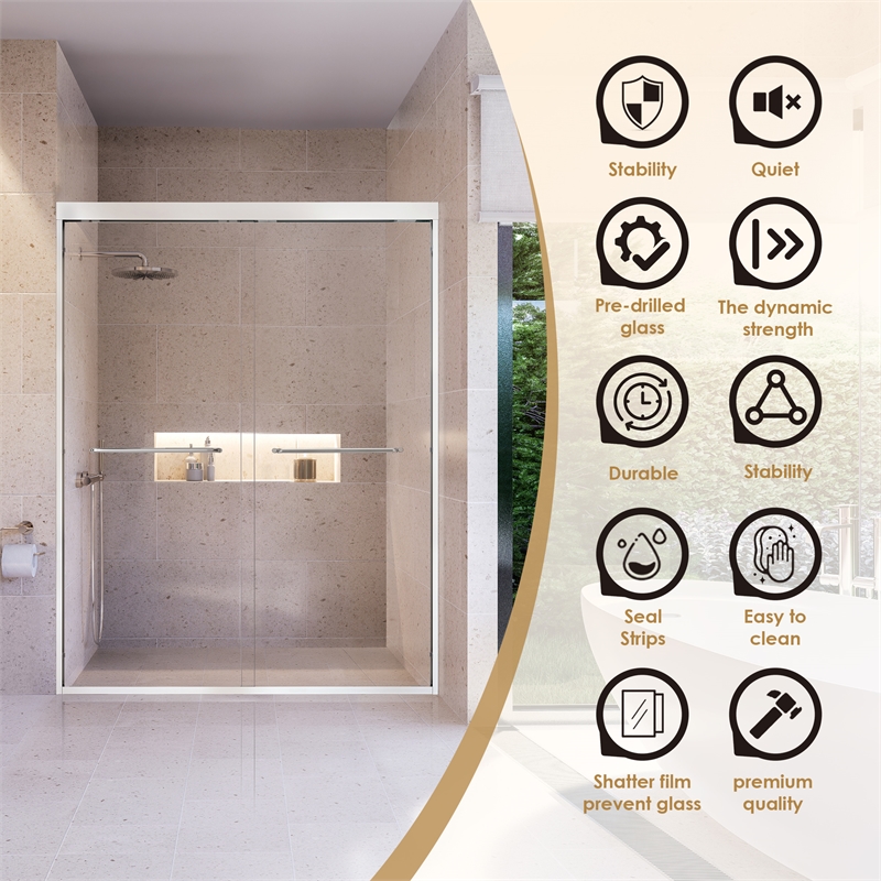 Ennis By Pass Framed Shower Door with Clear Glass