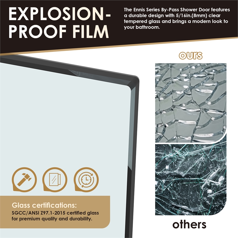Ennis By Pass Framed Shower Door with Clear Glass