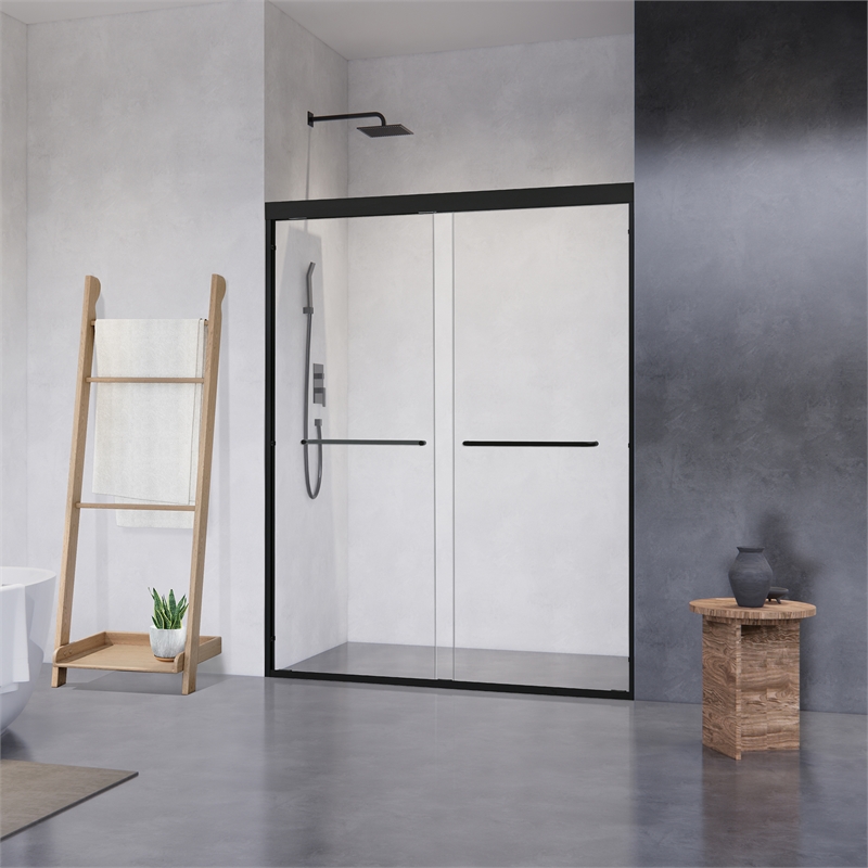 Ennis By Pass Framed Shower Door in Matte Black with Clear Glass