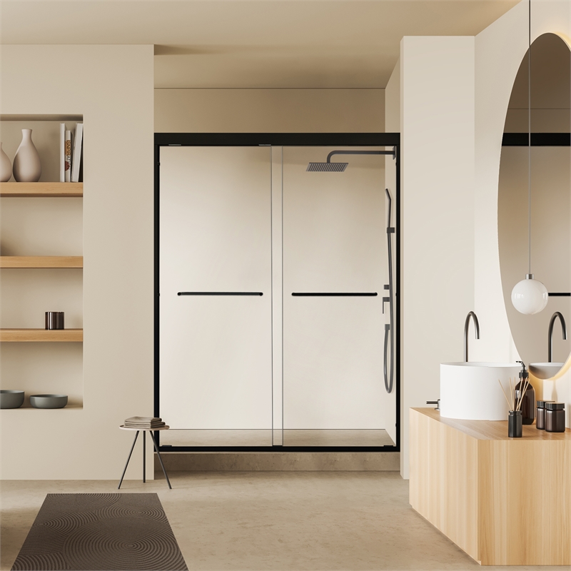 Ennis By Pass Framed Shower Door in Matte Black with Clear Glass