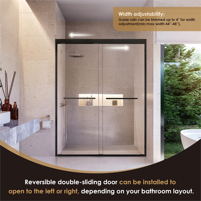 Ennis By Pass Framed Shower Door in Matte Black with Clear Glass