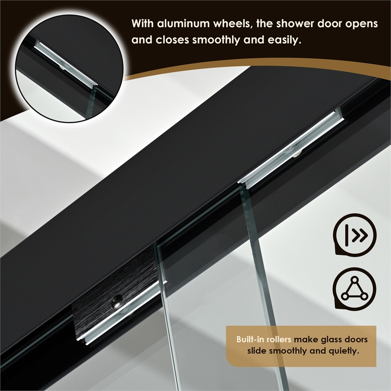 Ennis By Pass Framed Shower Door in Matte Black with Clear Glass