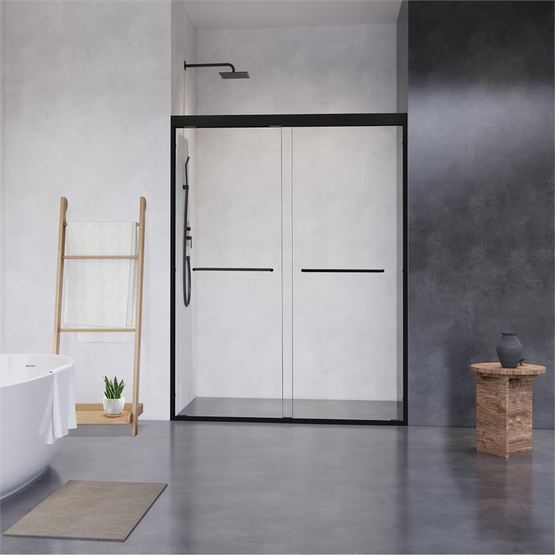 Ennis By Pass Framed Shower Door in Matte Black with Clear Glass
