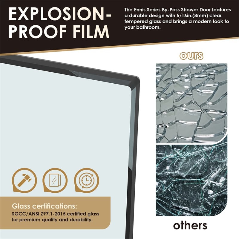 Ennis By Pass Framed Tub Door in Polished Chrome with Clear Glass