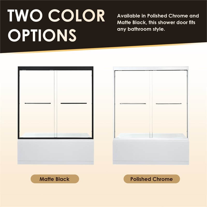 Ennis By Pass Framed Tub Door in Polished Chrome with Clear Glass