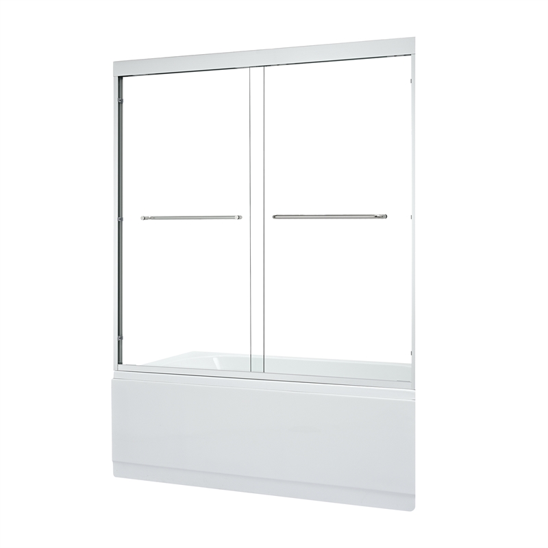 Ennis By Pass Framed Tub Door in Polished Chrome with Clear Glass