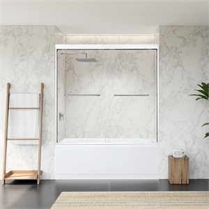 Ennis By Pass Framed Tub Door in Polished Chrome with Clear Glass