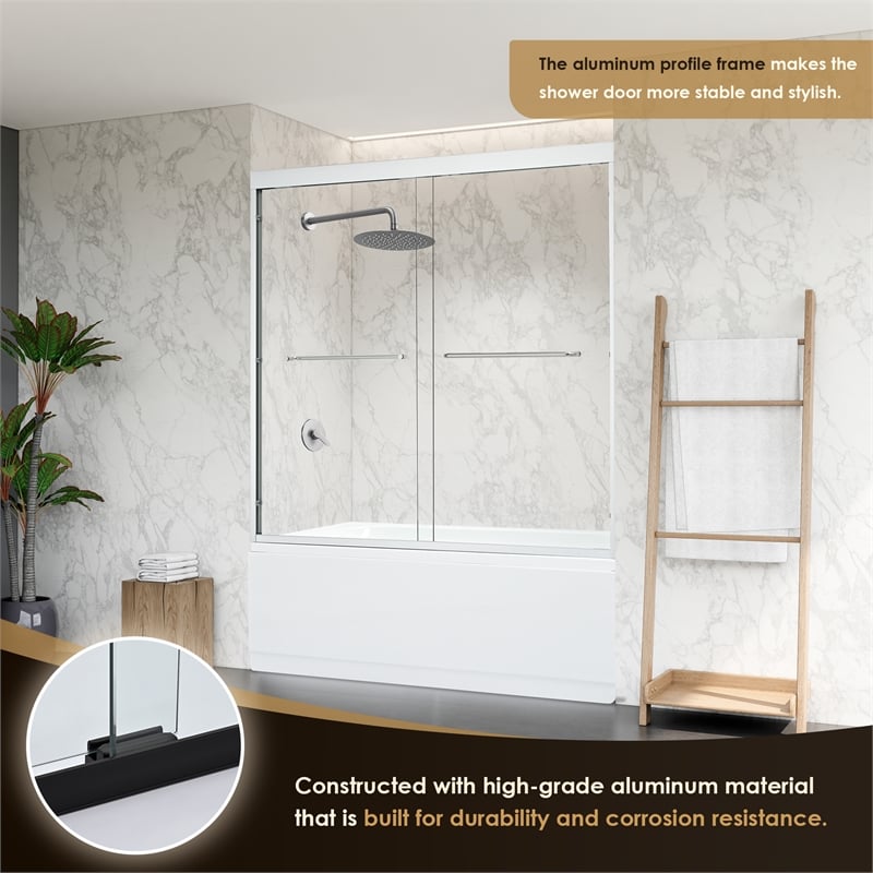 Ennis By Pass Framed Tub Door in Polished Chrome with Clear Glass