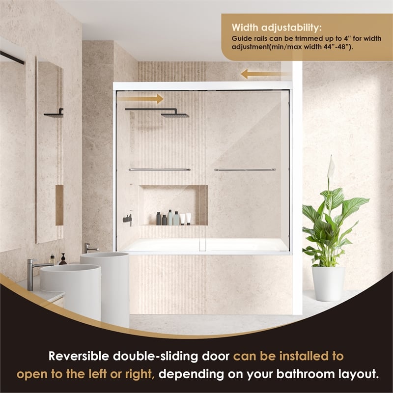 Ennis By Pass Framed Tub Door in Polished Chrome with Clear Glass