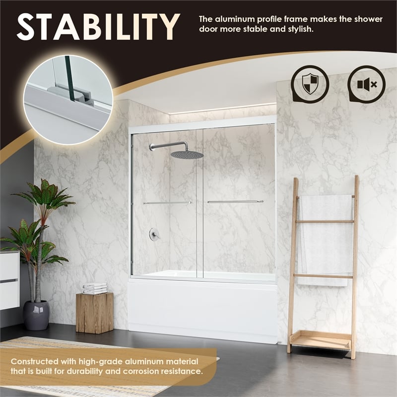 Ennis By Pass Framed Tub Door in Polished Chrome with Clear Glass