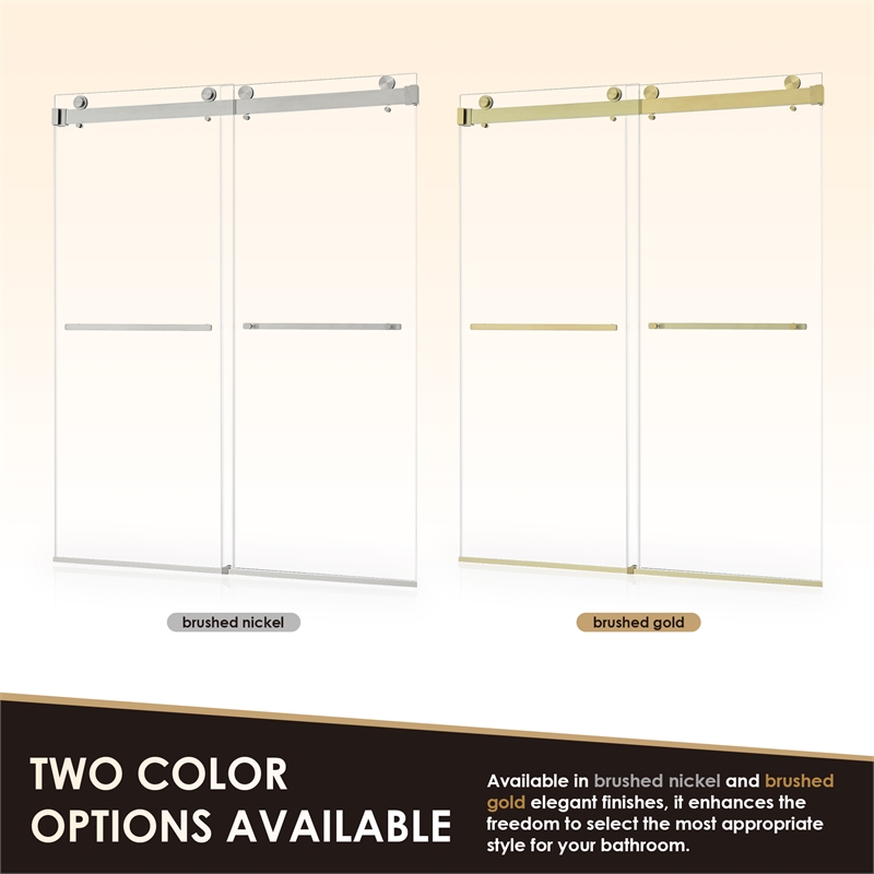 Bolani By Pass Frameless Exposed Roller Shower Door with Clear Glass