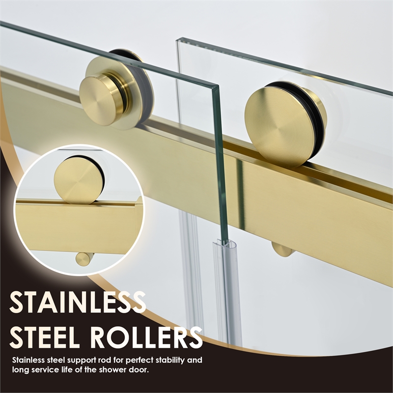 Bolani By Pass Frameless Exposed Roller Shower Door with Clear Glass