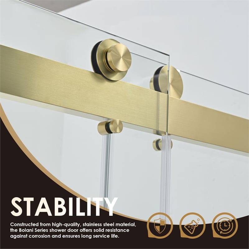 Bolani By Pass Frameless Exposed Roller Shower Door with Clear Glass