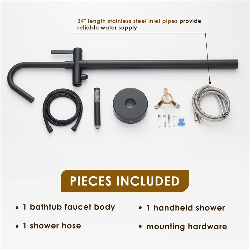 Marina Brass Freestanding Tub Faucet in Matte Black with Handshower
