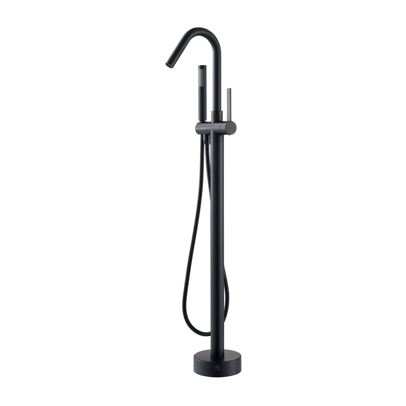 Marina Brass Freestanding Tub Faucet in Matte Black with Handshower
