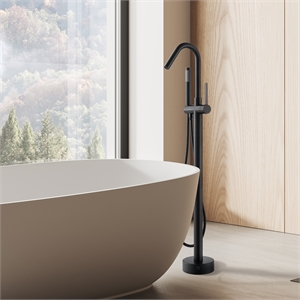 Marina Brass Freestanding Tub Faucet in Matte Black with Handshower