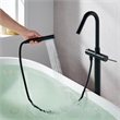 Marina Brass Freestanding Tub Faucet in Matte Black with Handshower