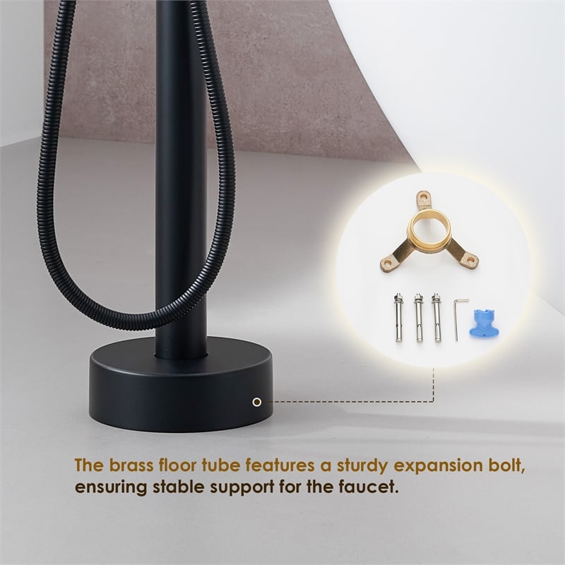 Marina Brass Freestanding Tub Faucet in Matte Black with Handshower