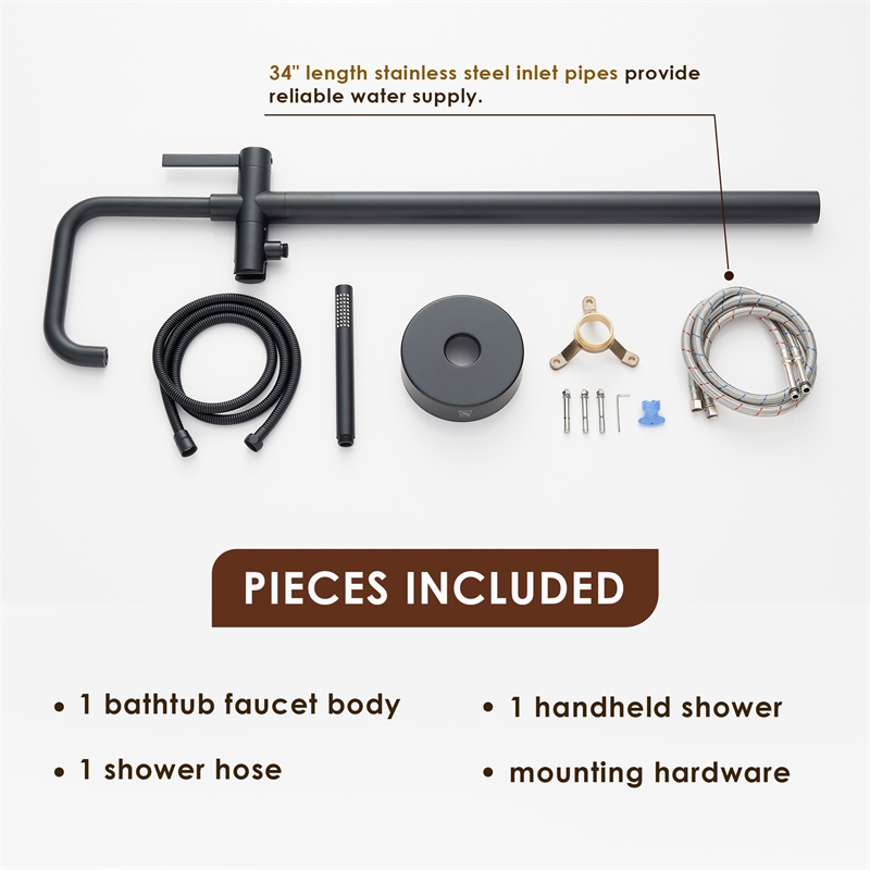 Florin Brass Freestanding Tub Faucet in Matte Black with Handshower