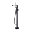 Allario Gleaming Brass Freestanding Tub Faucet in Matte Black with Handshower