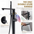 Allario Gleaming Brass Freestanding Tub Faucet in Matte Black with Handshower