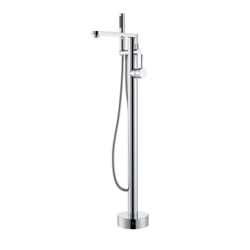 Allario Gleaming Brass Freestanding Tub Faucet in Chrome with Handshower