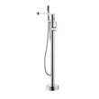 Allario Gleaming Brass Freestanding Tub Faucet in Chrome with Handshower
