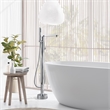 Allario Gleaming Brass Freestanding Tub Faucet in Chrome with Handshower