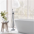 Camino Radiant Brass Freestanding Tub Faucet in Chrome with Handshower