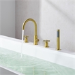 Sundale Brass Split Bathtub Faucet Four-Piece Set  Brushed Gold with Handshower