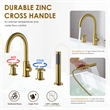 Sundale Brass Split Bathtub Faucet Four-Piece Set  Brushed Gold with Handshower