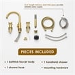 Sundale Brass Split Bathtub Faucet Four-Piece Set  Brushed Gold with Handshower