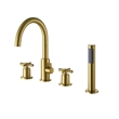 Sundale Brass Split Bathtub Faucet Four-Piece Set  Brushed Gold with Handshower