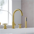 Sundale Brass Split Bathtub Faucet Four-Piece Set  Brushed Gold with Handshower