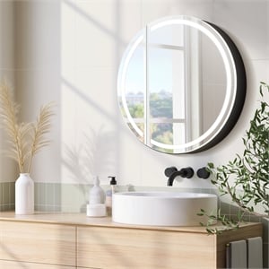 Radiant 24&quot Aluminum Frameless Surface-Mount LED Lighted Mirror Medicine Cabinet