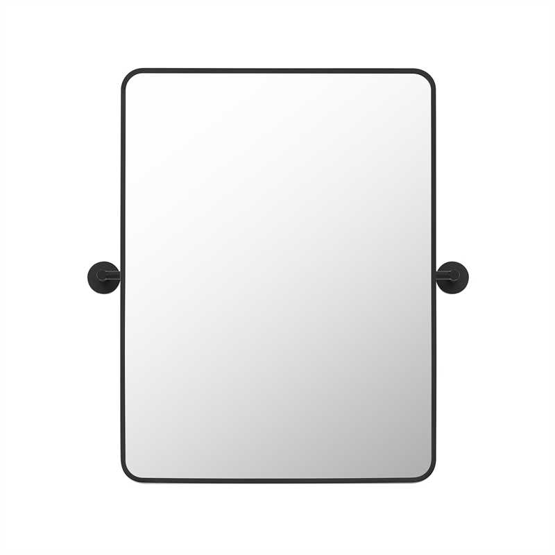 Dieux 24'' Rectangular Aluminum Framed in Matte Black Bathroom Pivot Wall Mirror