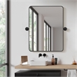Dieux 24'' Rectangular Aluminum Framed in Matte Black Bathroom Pivot Wall Mirror