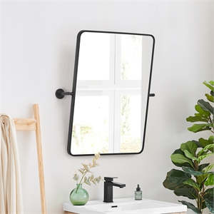 Dieux 24'' Rectangular Aluminum Framed in Matte Black Bathroom Pivot Wall Mirror