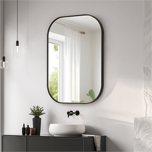Trielle 24&quot Rectangular Aluminum Framed in Matte Black Bathroom Wall Mirror