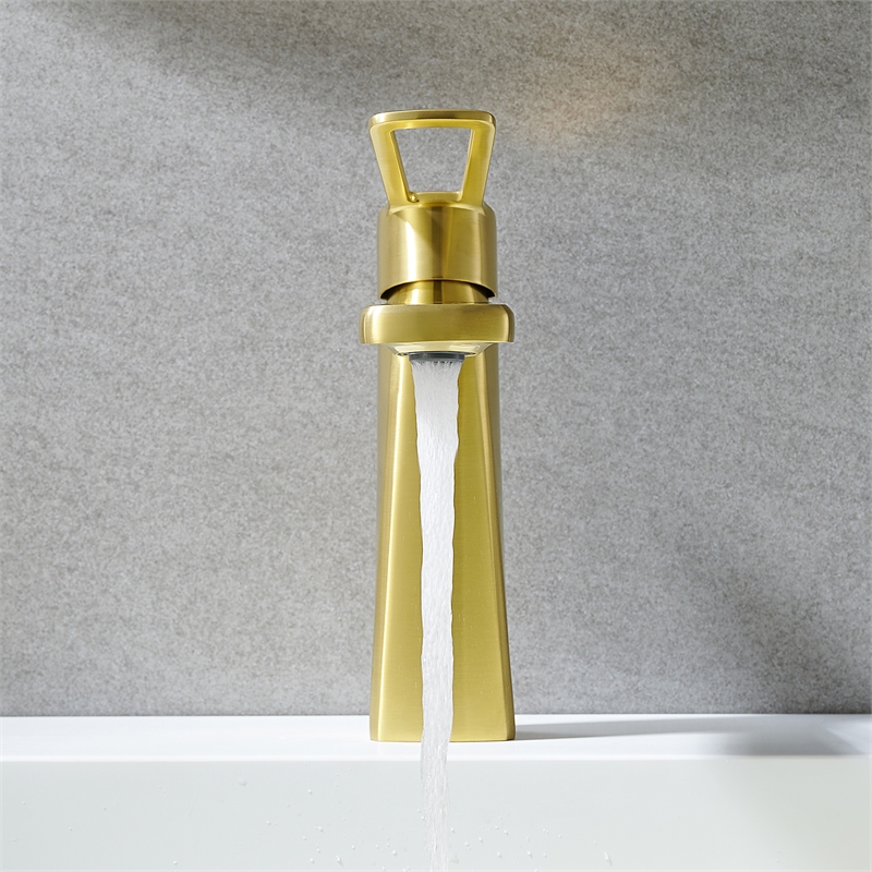 Paula Single Hole Single-Handle Brass Bathroom Faucet in Brushed Gold
