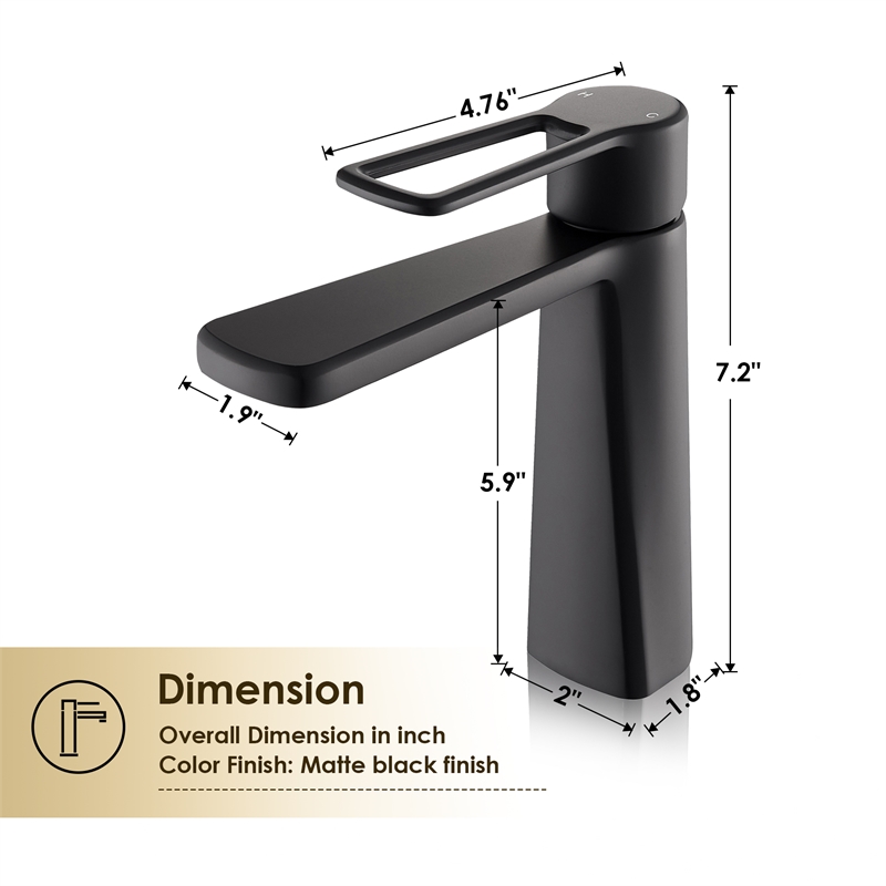 Paula Single Hole Single-Handle Brass Bathroom Faucet in Matte Black