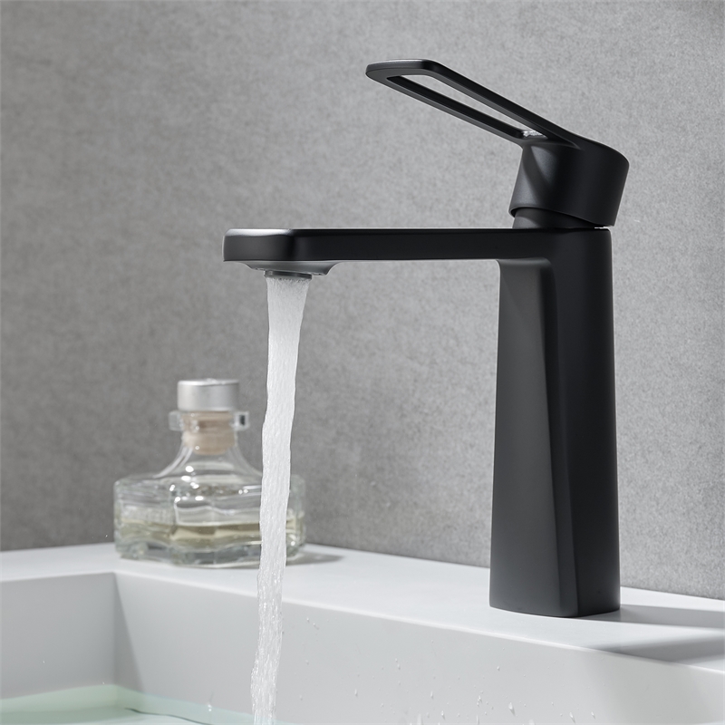 Paula Single Hole Single-Handle Brass Bathroom Faucet in Matte Black