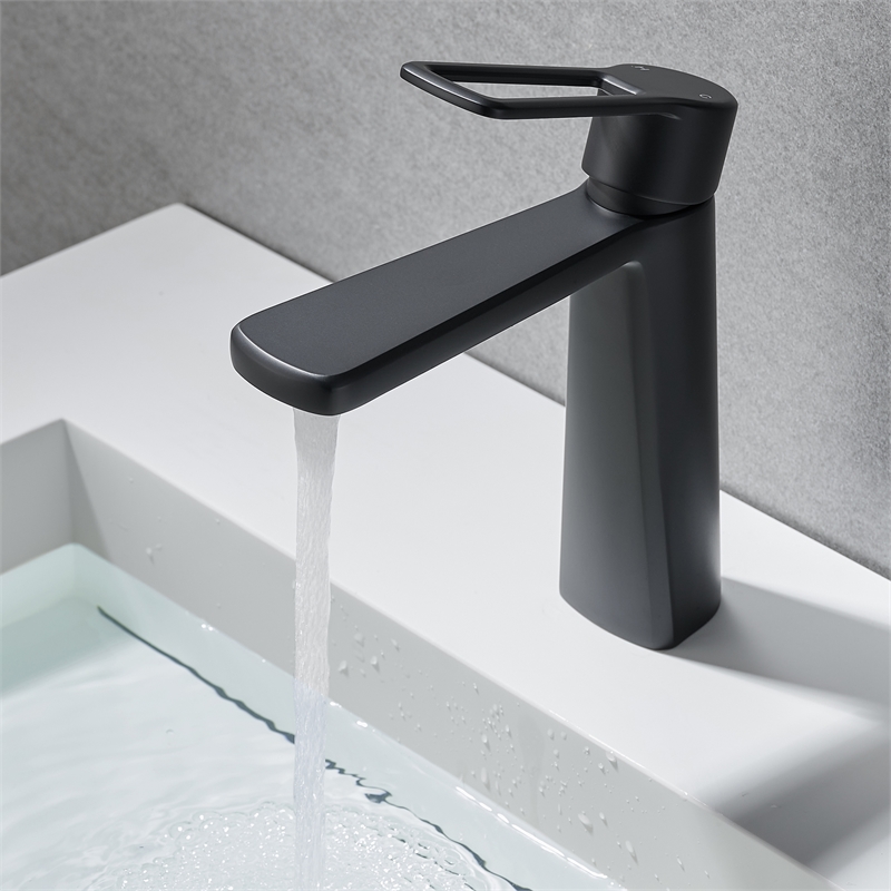 Paula Single Hole Single-Handle Brass Bathroom Faucet in Matte Black