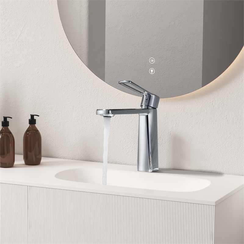 Paula Single Hole Single-Handle Brass Bathroom Faucet in Prolished Chrome