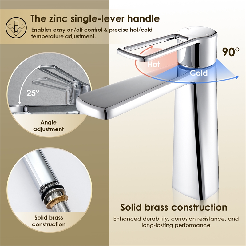 Paula Single Hole Single-Handle Brass Bathroom Faucet in Prolished Chrome
