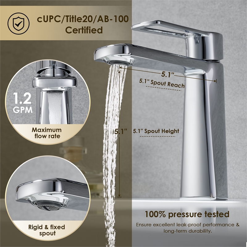 Paula Single Hole Single-Handle Brass Bathroom Faucet in Prolished Chrome